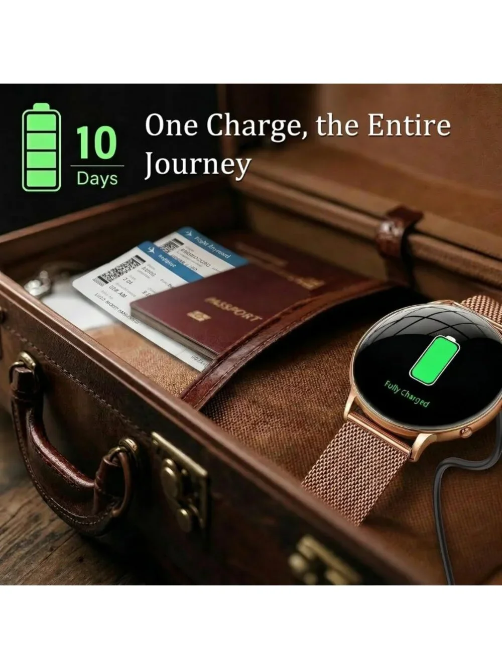 Lightweight Rose Gold Smartwatch for Women - 1.32” AMOLED, IP68 Waterproof
